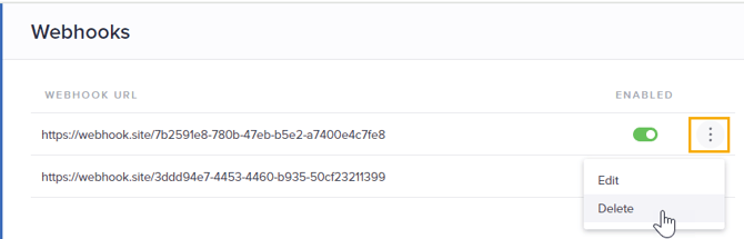 delete a webhook
