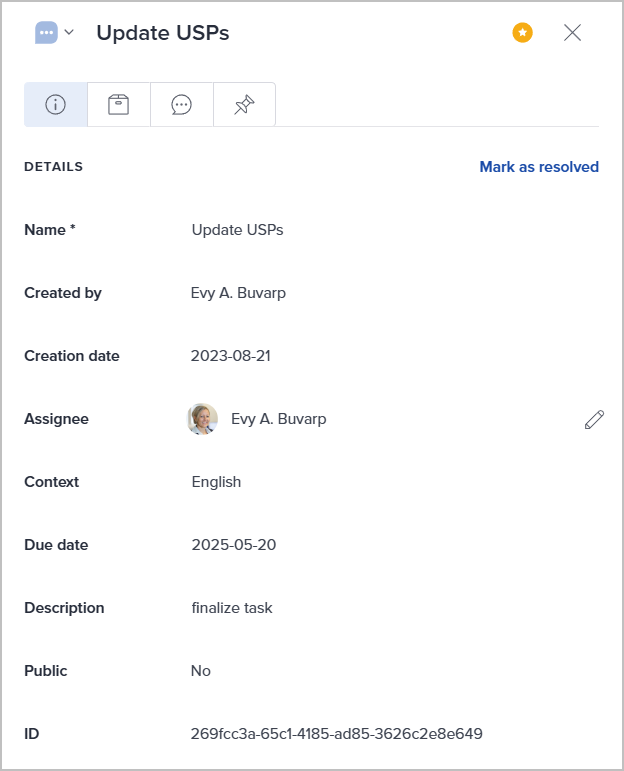 Tasks overview
