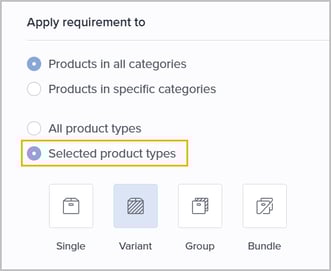 apply requirement to specific product types