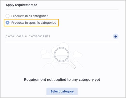 apply requirement to products in specific categories