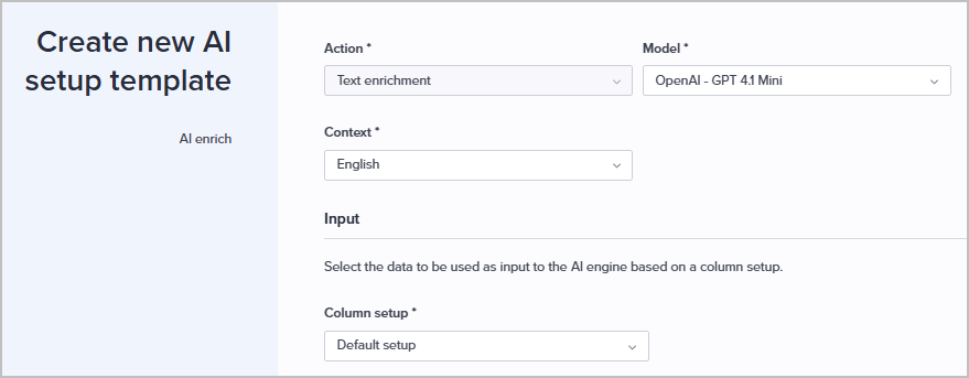 AI setup templates