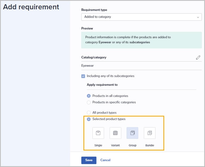 completeness requirements product type