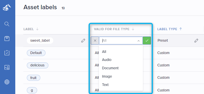 Create and manage asset labels